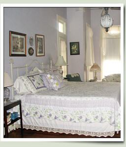 Lavender Room at Village Street Bed and Breakfast in Woodville, Texas.